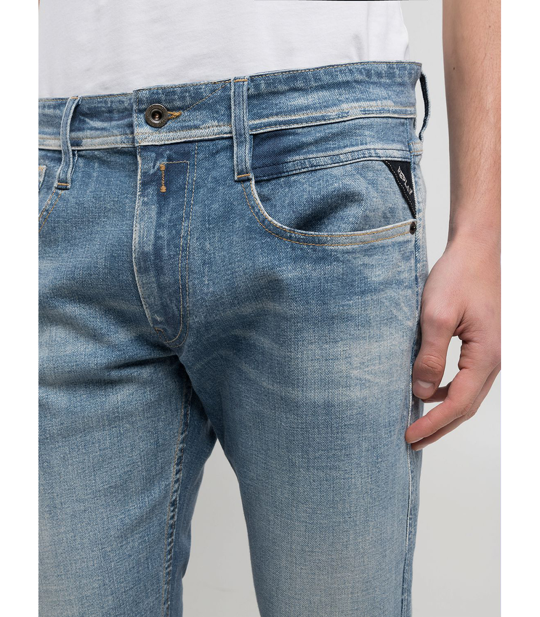 スリムフィットANBASS 10.5oz AIプリントストレッチデニム 詳細画像 ブルー 5